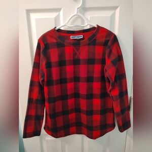 Karen Scott Black and Red Checkered Fleece Top Size S